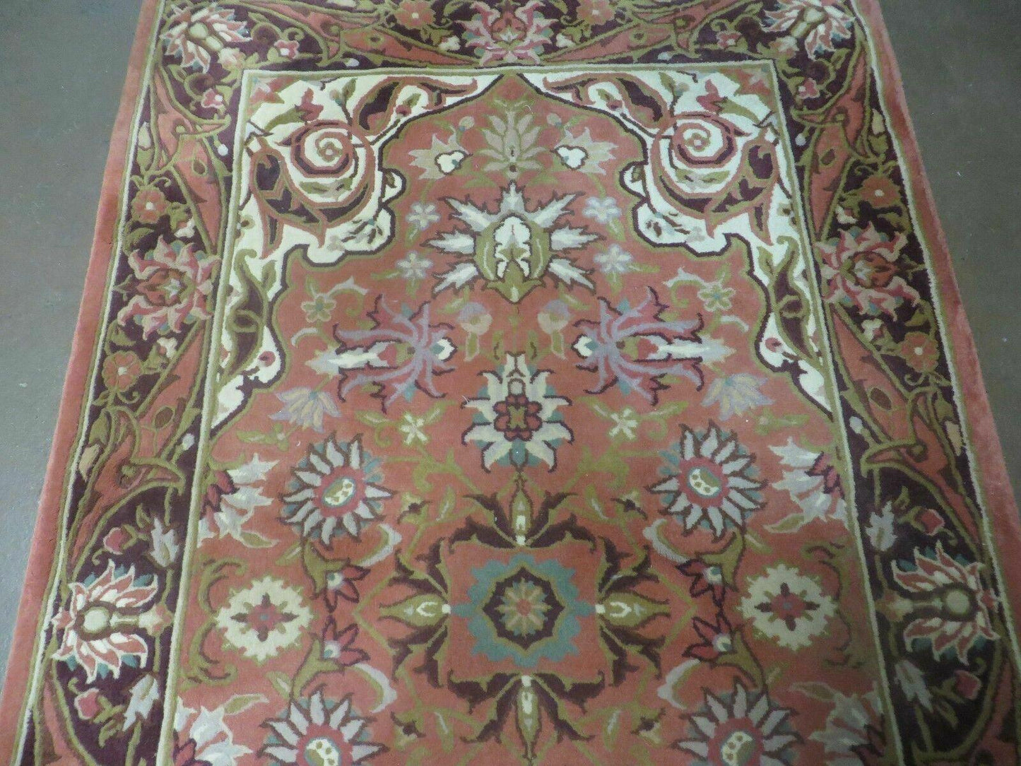 Chinese Wool Rug 3x5 Vintage Handmade Oriental Carpet Floral Medallion