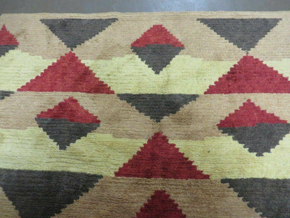 Handmade Tibetan Wool Rug Allover Pattern 68 x 98 Art Deco Contemporary Decor