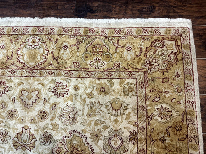 Turkish Oushak Rug 6x9 Vintage Beige Hand Knotted Wool Area Rug