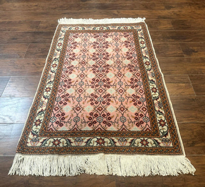 Turkish Sivas Rug 3x4, Pink, Handmade, Wool, Vintage
