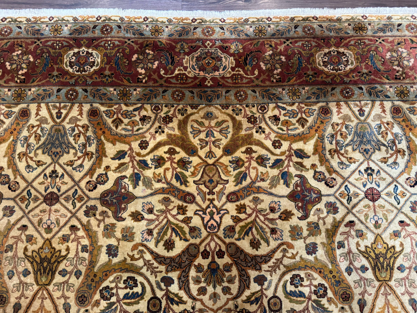 Indo Persian Rug 8x10 Teawash Bijar Hand Knotted Wool Carpet Allover Pattern