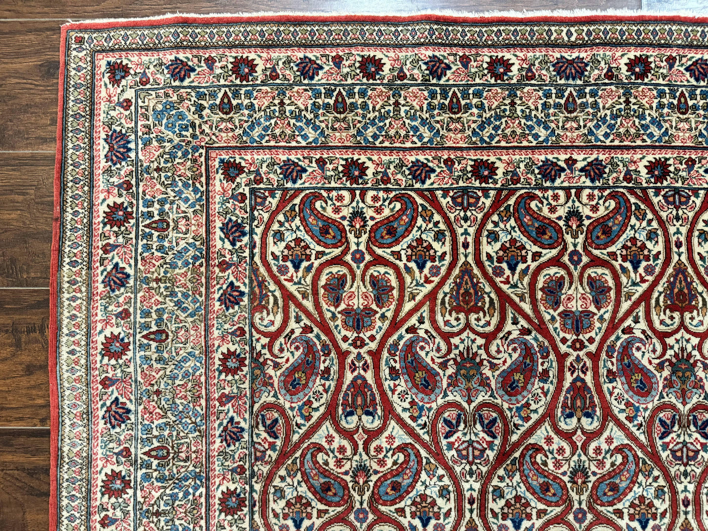 Persian Qum Rug 5x7 Handmade Wool Carpet With Repeated Paisley Boteh Design