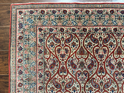 Persian Qum Rug 5x7 Handmade Wool Carpet With Repeated Paisley Boteh Design