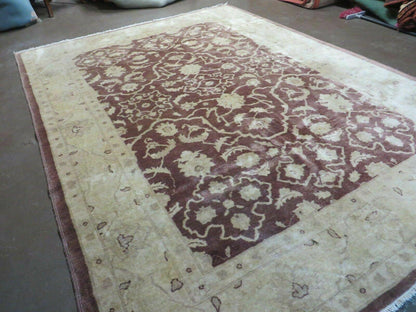 Vintage Peshawar Rug Chobi Floral Wool Hand Knotted Vegetable Dye 7x10 Ft