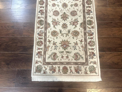 Pak Persian Runner Rug 2.6 x 8ft, Oriental Carpet for Hallway or Kitchen, Handmade, Wool and Silk Highlights