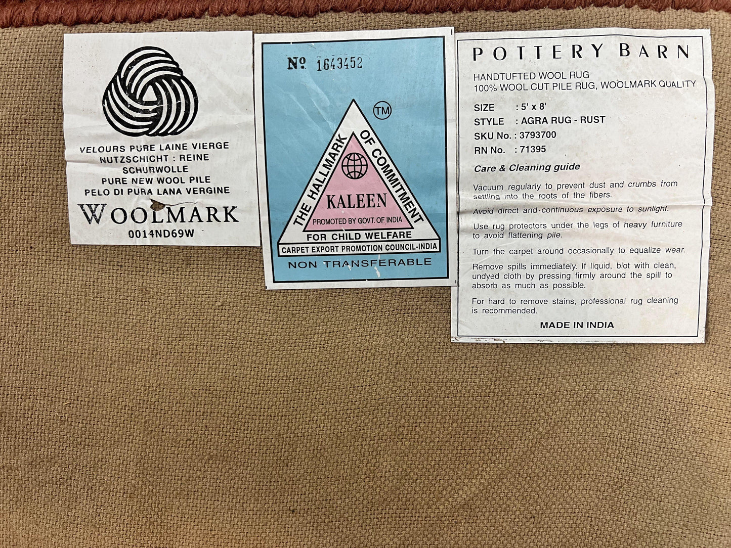 Vintage Hand Tufted Wool Silk Rug 5x8 Rust And Maroon Area Carpet