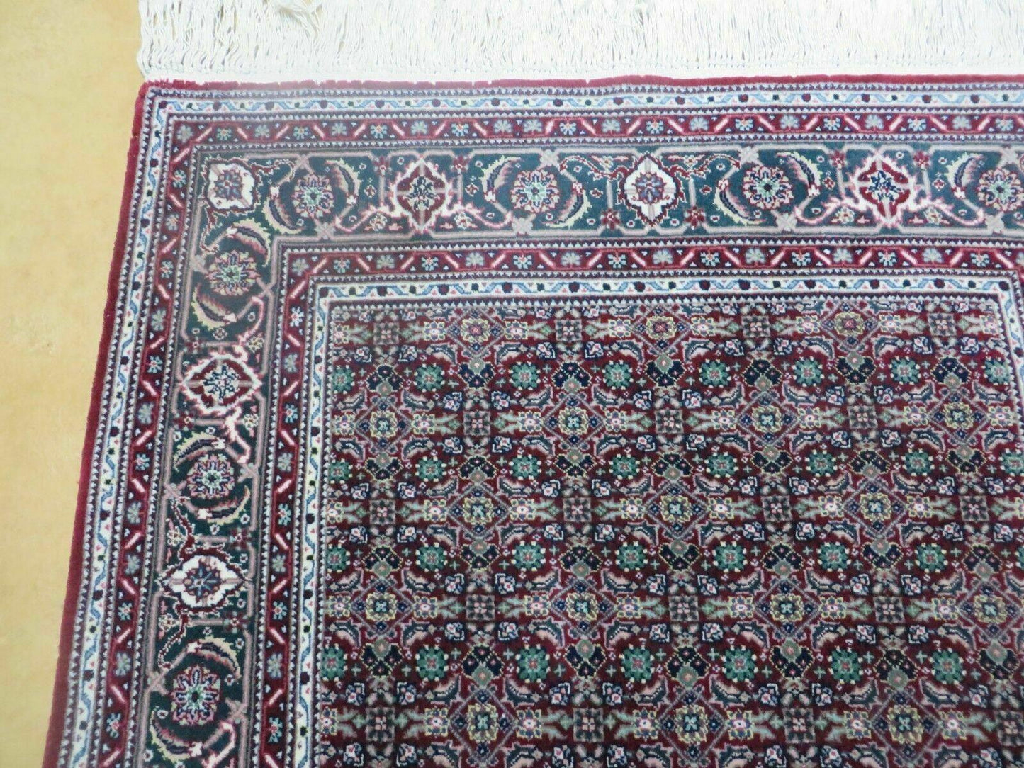 Amritsar Wool Silk Rug Vintage Handmade Medallion Harati Pattern 3x5 Indian Antique