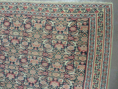 Antique Turkish Kilim Rug Soumak Flat Weave Two Sided Tribal Wool 50x78 Inches