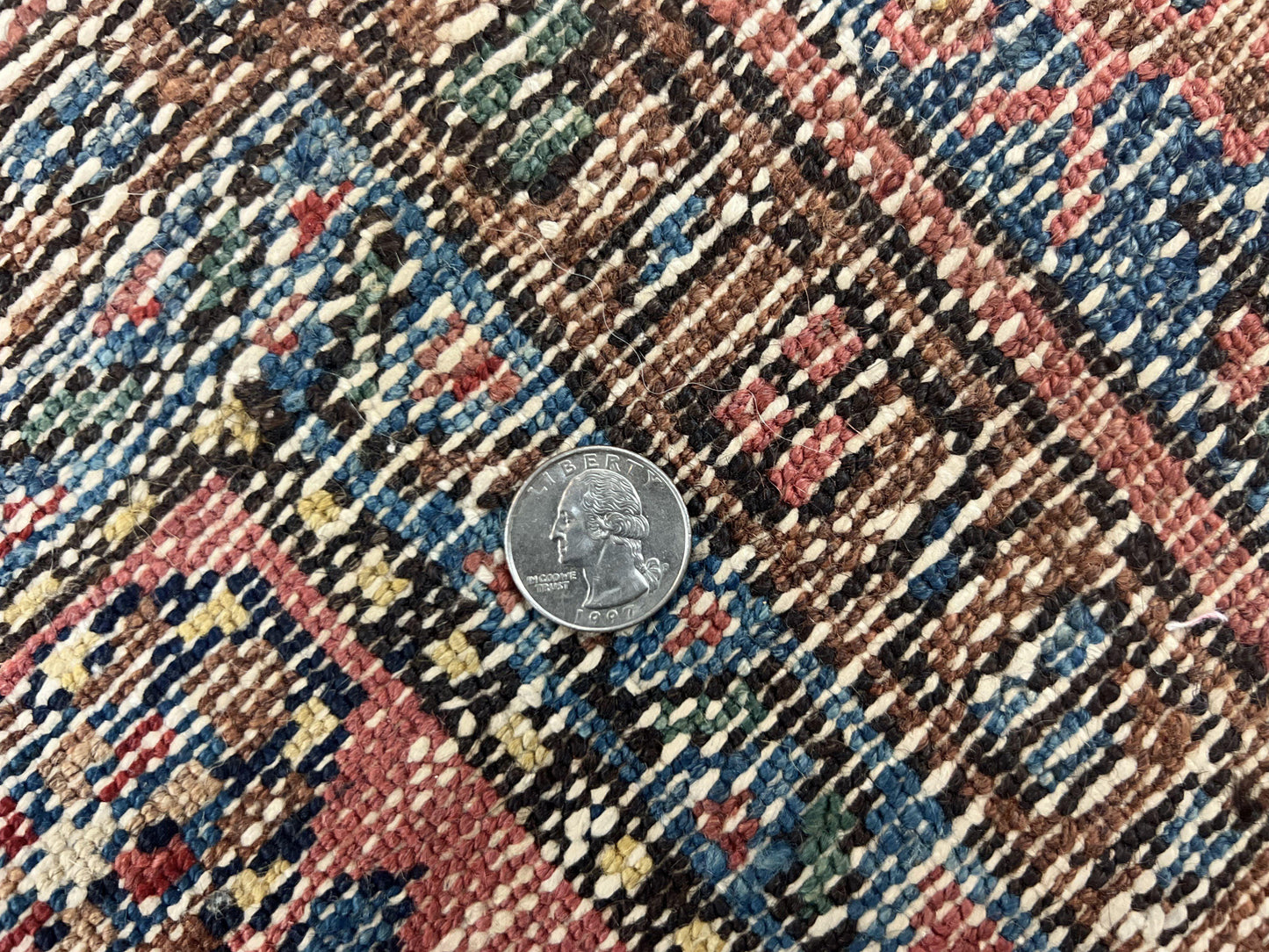 Antique Persian Tribal Rug Hand Knotted Wool 5x7 Navy Blue Pink Hamadan Pattern