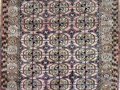Persian Turkoman Rug 4x6 Hand Knotted Wool Bokhara Carpet