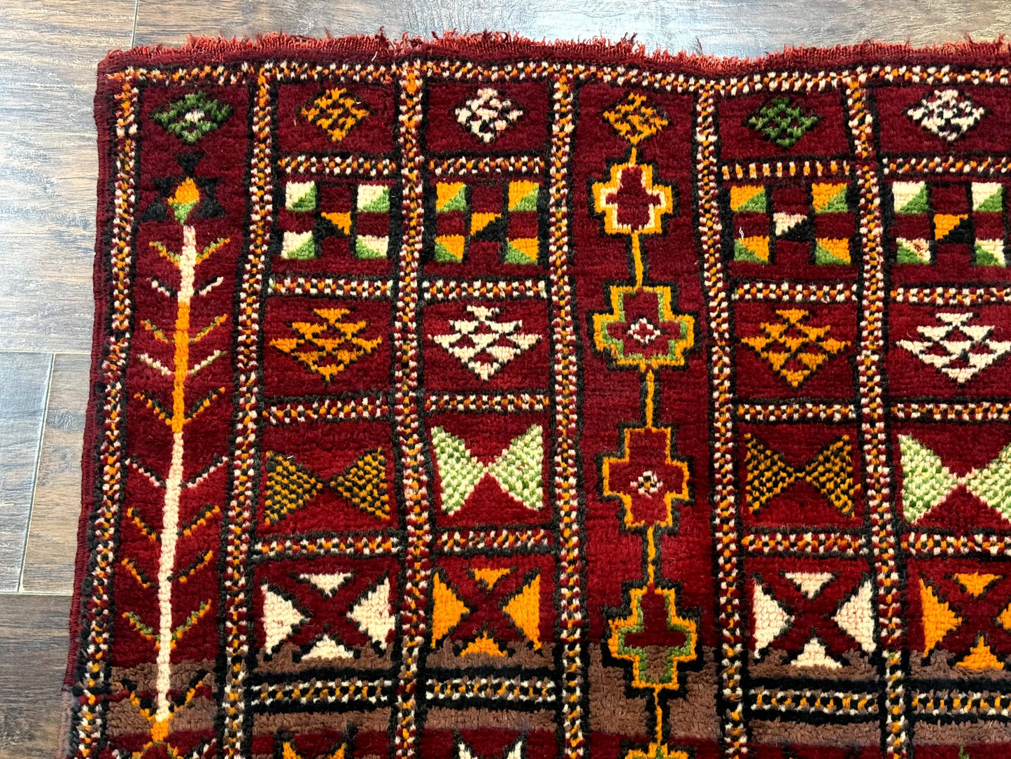 Moroccan Berber Rug Tribal 3x5 Geometric Wool Area Rug Red Orange Brown