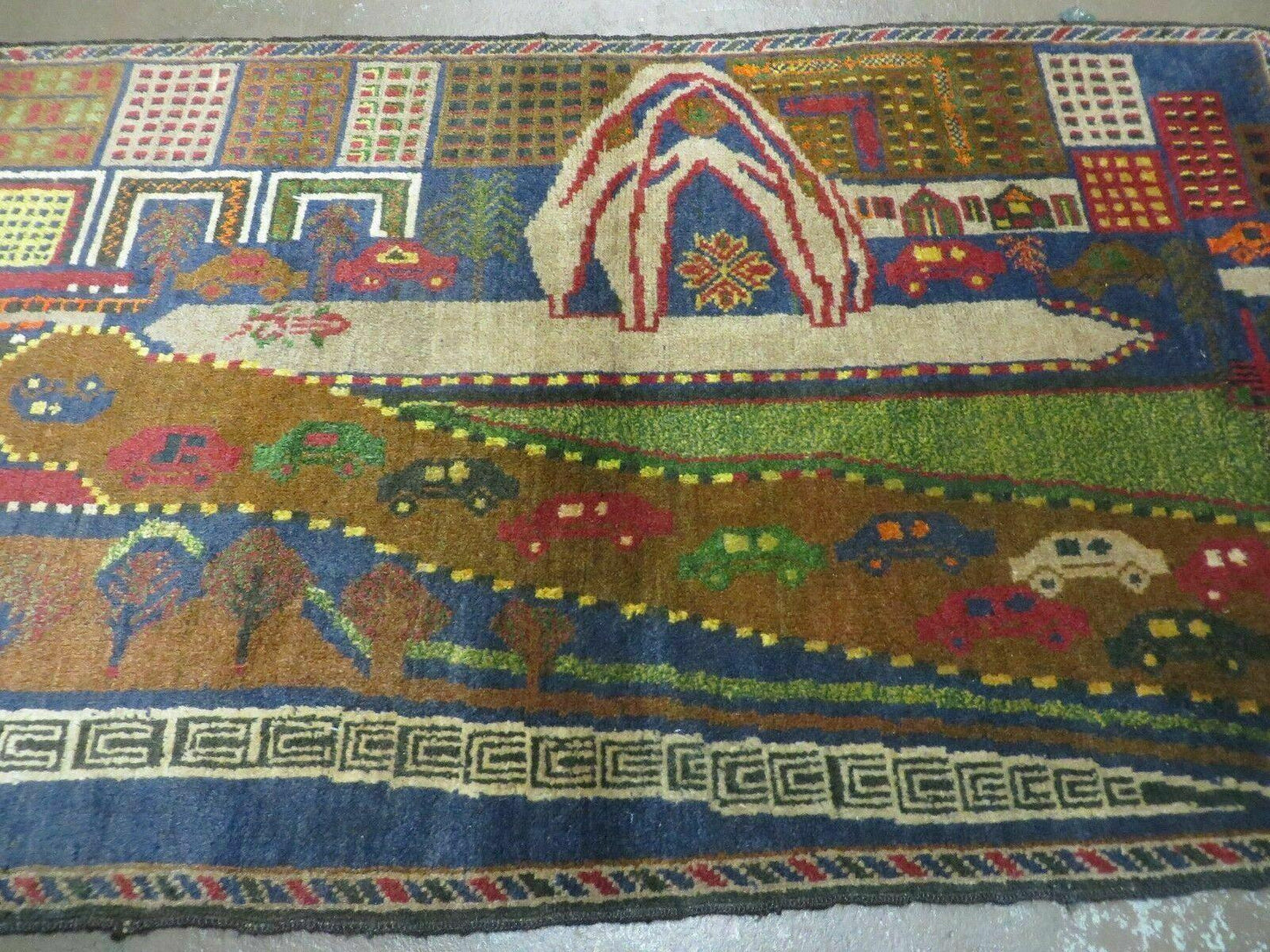 Vintage Afghan Balouch Tribal Wool Pictorial Rug 3x5 Handmade