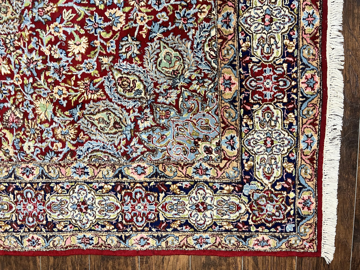 Persian Rug 7x10 Hand Knotted Wool Floral Medallion Kirman Semi Antique Vintage