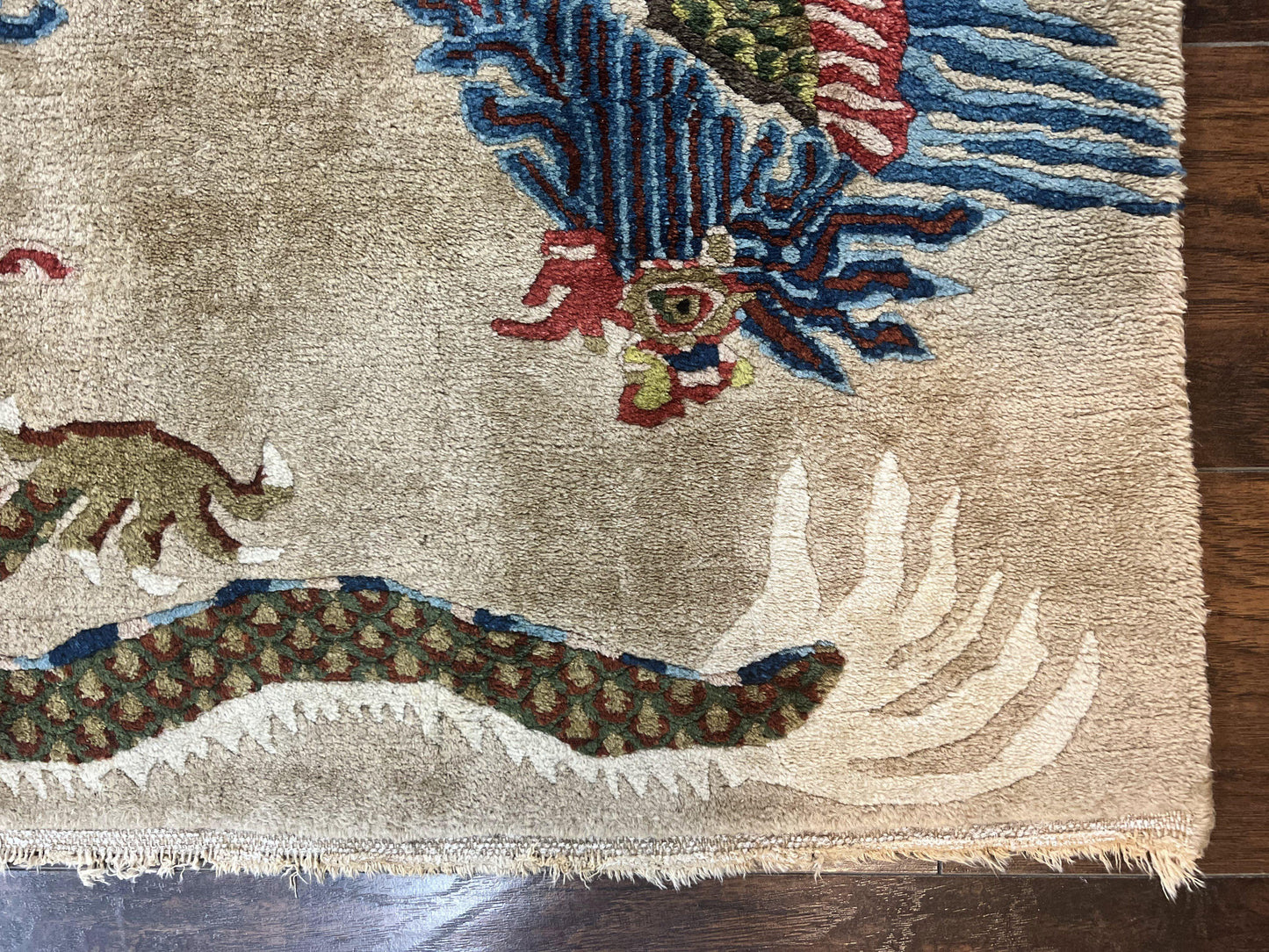 Peking Rug Handmade Wool Antique Chinese Oriental Carpet With Dragon Motifs