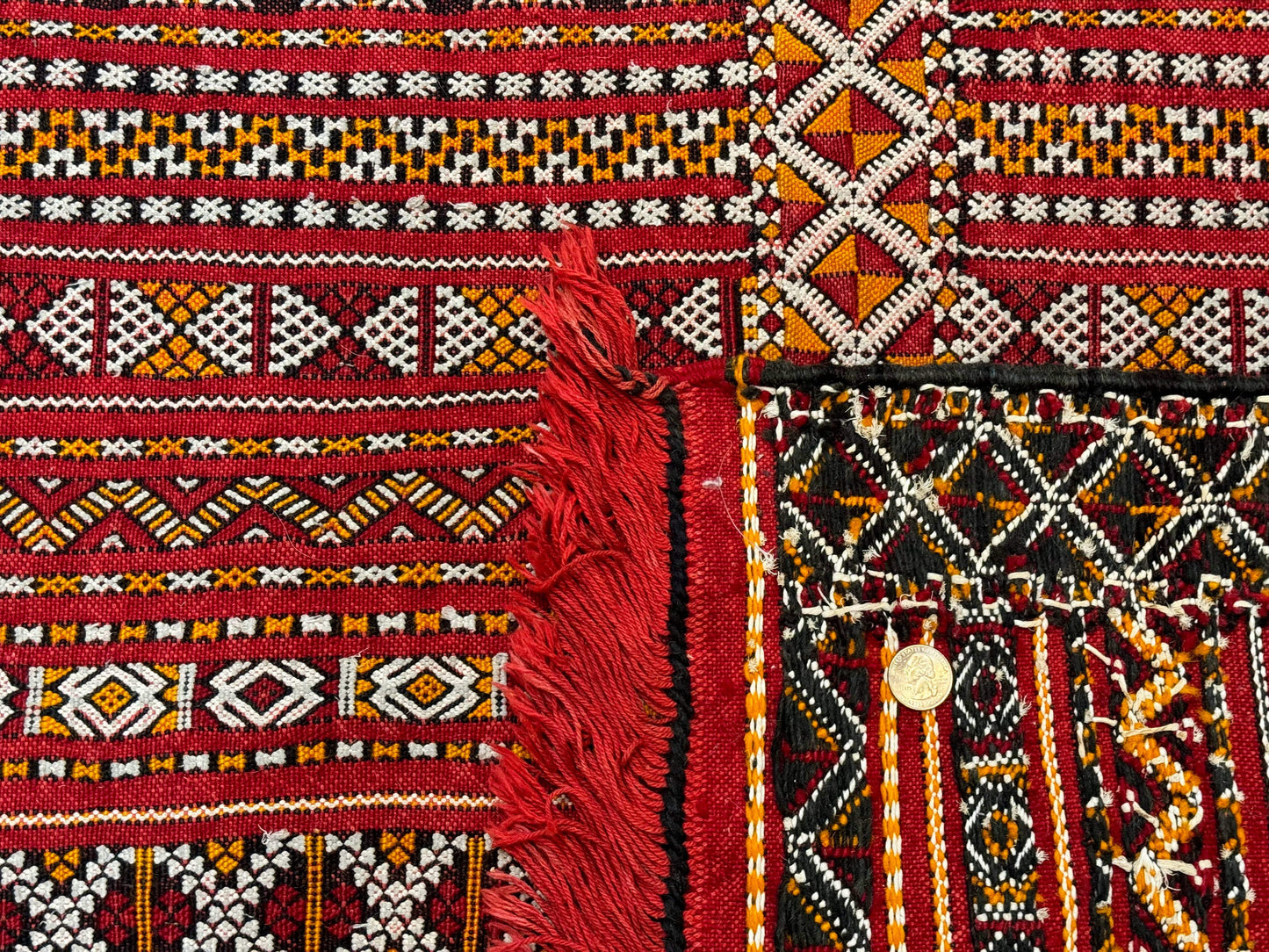 Moroccan Kilim Rug 4x8 Flatweave Bohemian Wool Area Rug In Red Ivory Orange