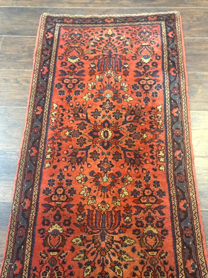 Antique Persian Sarouk Rug 2x4 Hand Knotted Wool Area Rug
