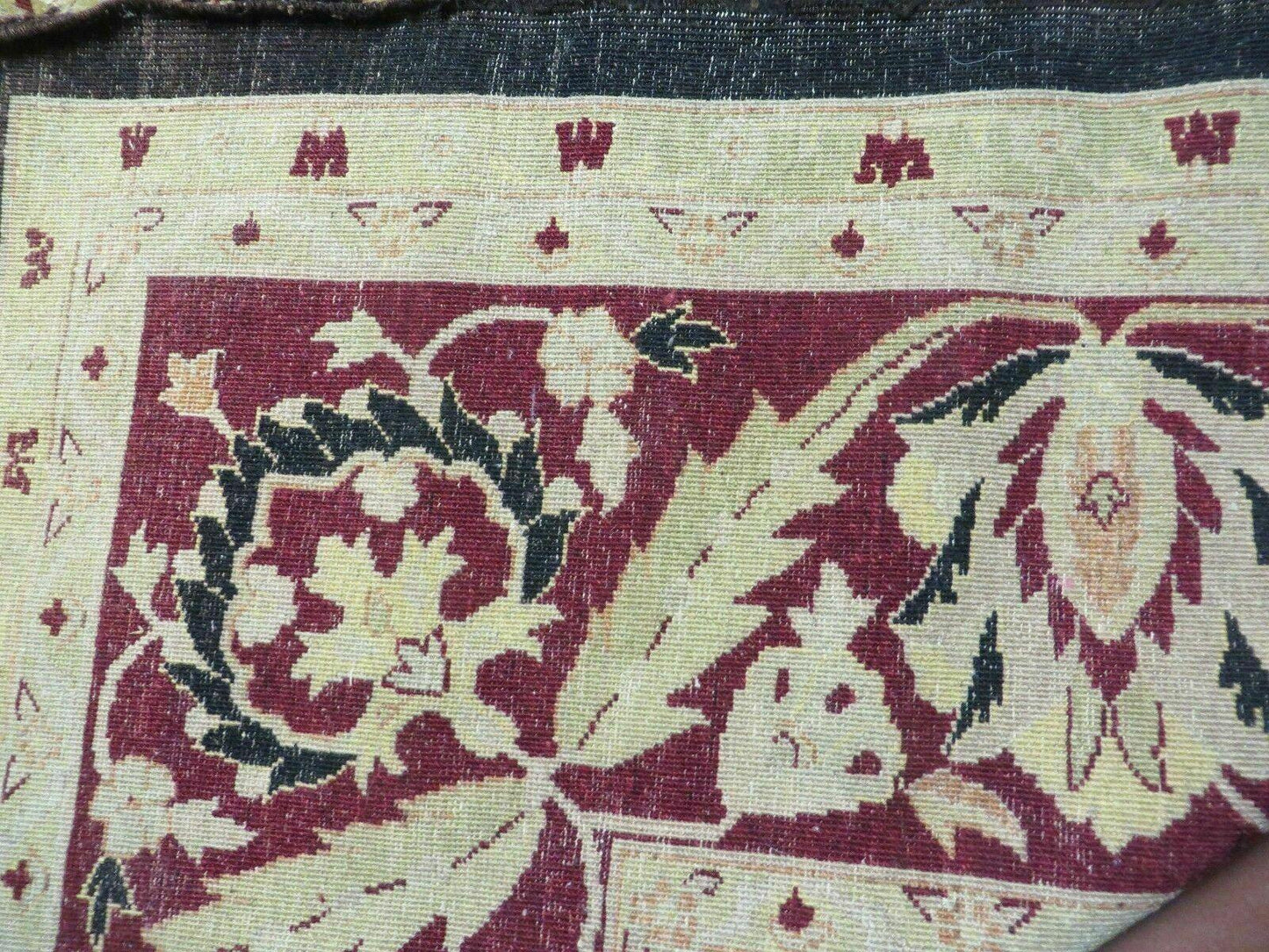 11' X 15' Vintage Hand Knotted Indian Agra Wool Rug Hand Made Dark Brown Floral