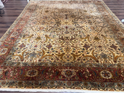 Indo Persian Rug 8x10 Teawash Bijar Hand Knotted Wool Carpet Allover Pattern