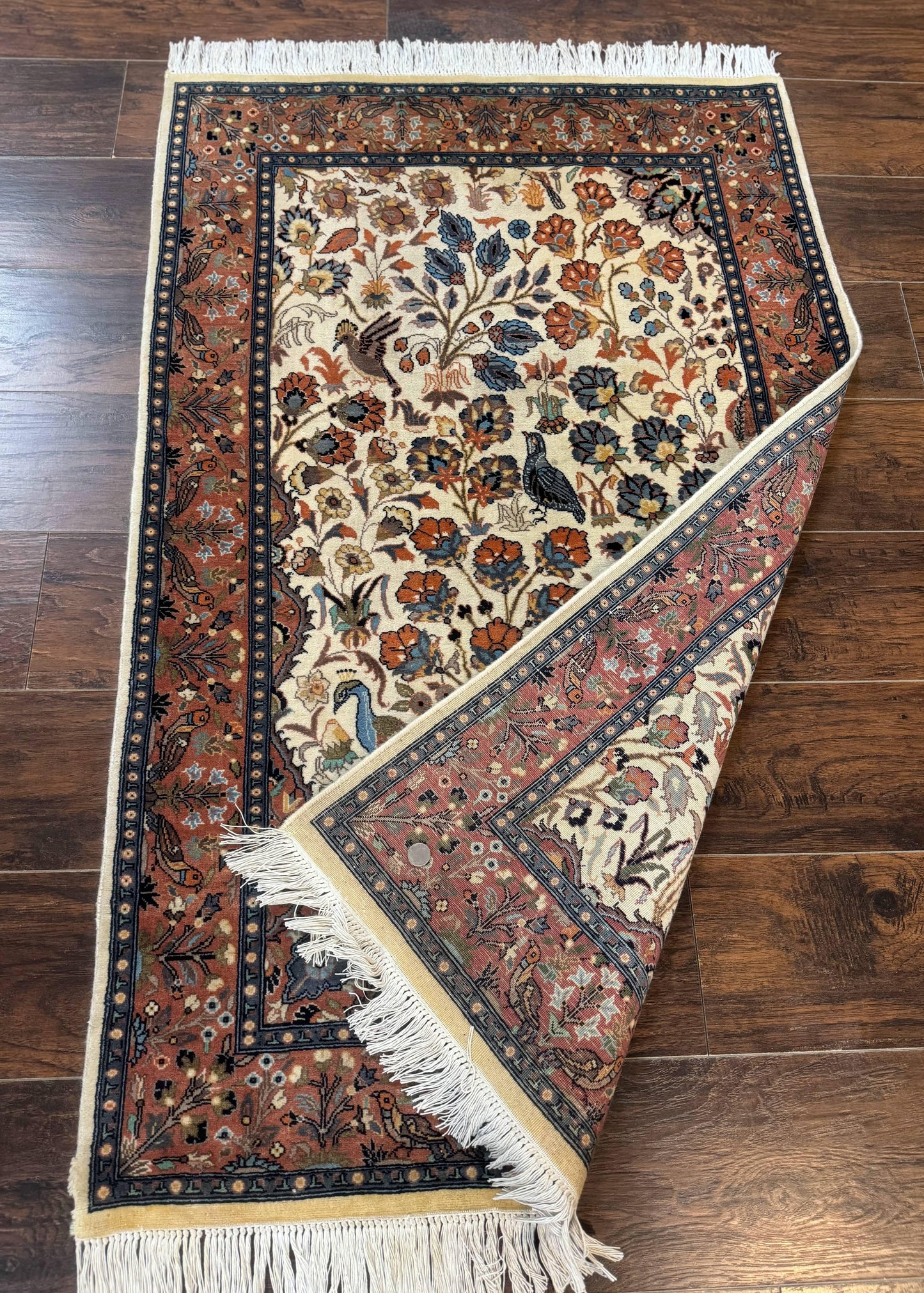 Small Pak Persian Rug 3x5, Peacock Birds Floral