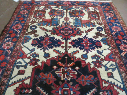 Antique Handmade Indian Floral Wool Rug 66x124 Vegetable Dye Tribal Oriental