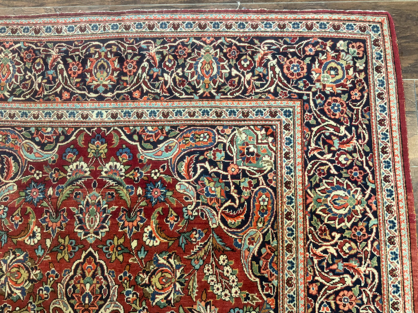 Persian Kashan Rug 4x7 Vintage Red Floral Medallion Handwoven Wool