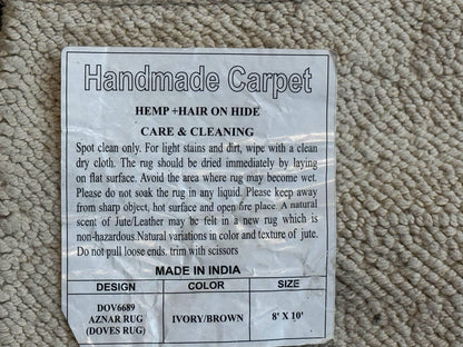 Handmade Indian Area Rug 8x10 Vintage Colorful Hemp Natural Material