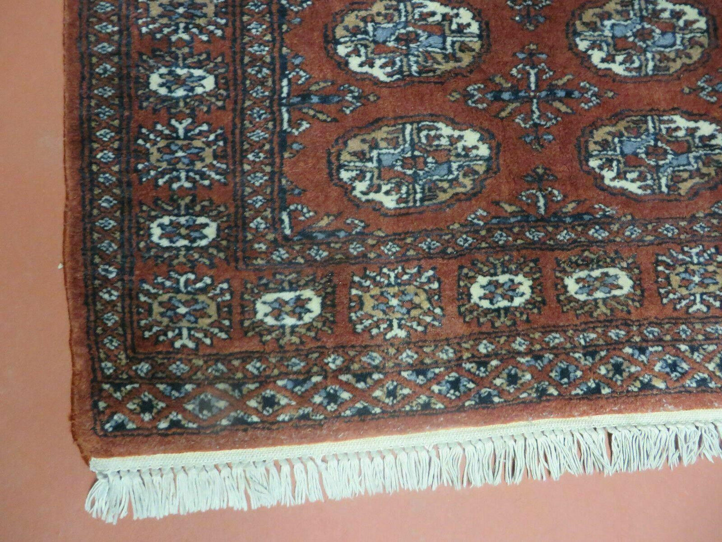 Turkoman Bokhara Wool Rug Vintage Handmade Pakistan 32x49 Fine Weave