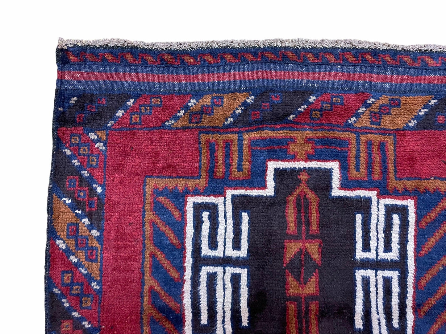 Vintage Handmade Balouchi Rug Wool Tribal Afghan Area Rug Red Beige