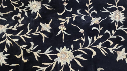 Vintage Hand Knotted Wool Rug 6x9 Chinese Floral Entryway Foyer Decor