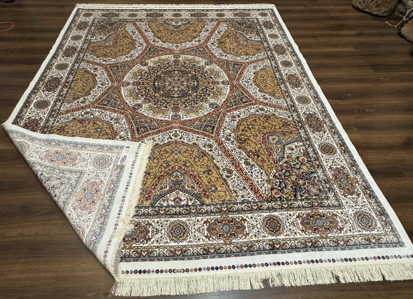 Turkish Silk Rug 8x10 Hereke Dome Design Bamboo Silk Carpet New