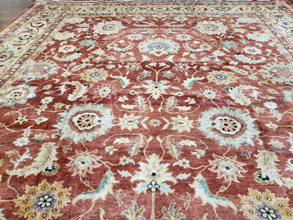 Safavieh Room Sized Rug 10x14, Wool Hand-Knotted Auburn Red & Light Gold Egyptian Mahal Oriental Carpet, 10 x 14 Large Living Room Rug