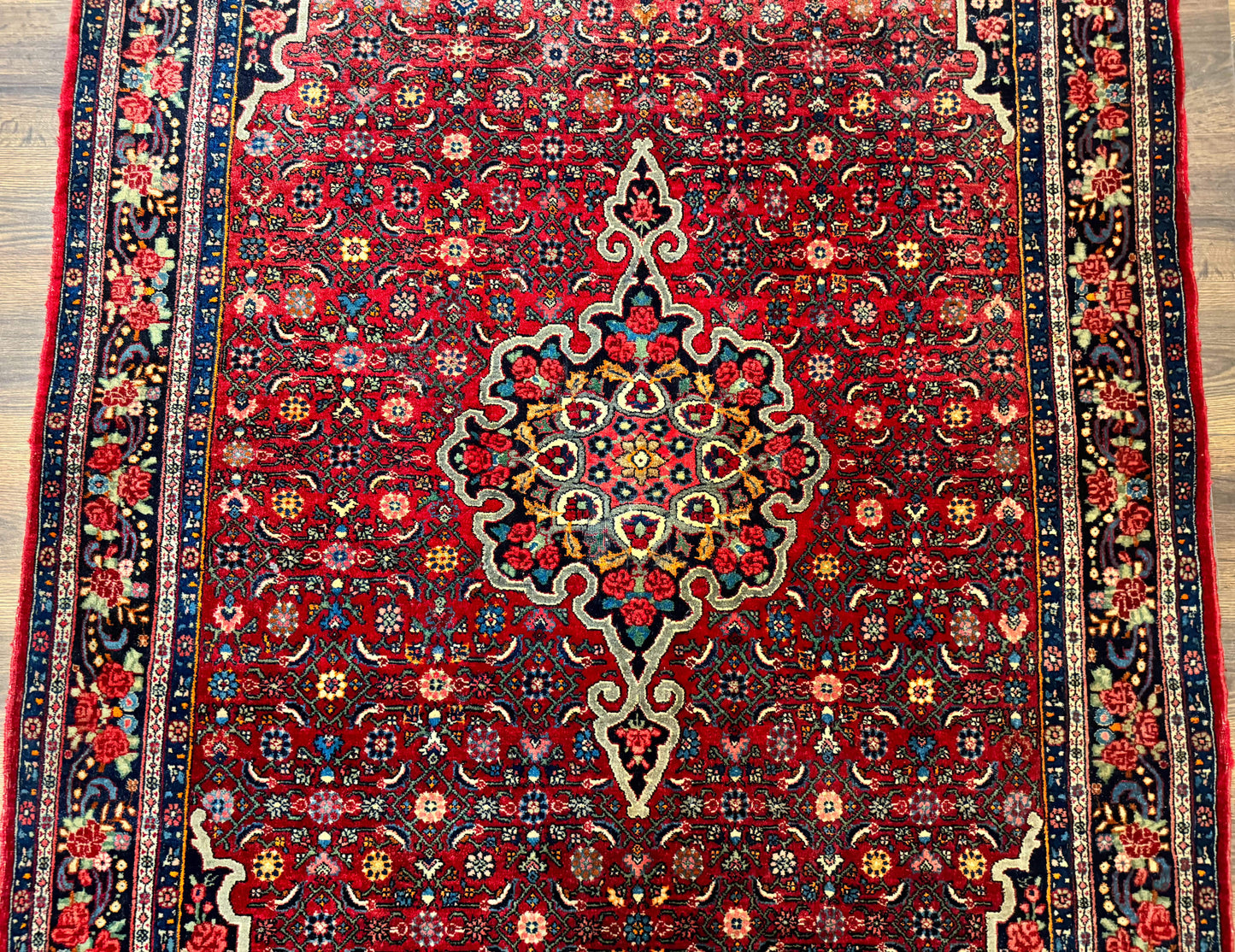 Antique Persian Rug 5x7, Red, Fine 260 KPSI, Bidjar Carpet