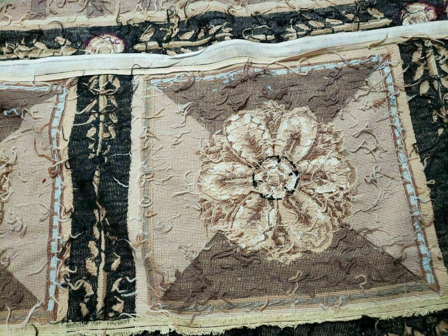Aubusson Rug Needlepoint Wool 9x12 Handmade Savonnerie Design Vintage