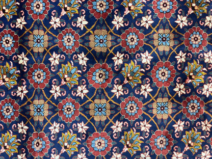 Persian Veramin Rug 7x11 Handmade Vintage Navy Blue Wool Area Rug