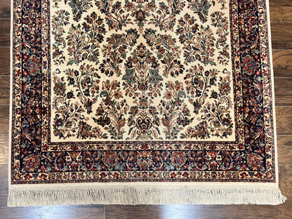 Karastan Rug 5.9 x 9 Ivory Sarouk #760, Vintage Wool Original Collection 700 Series, Discontinued
