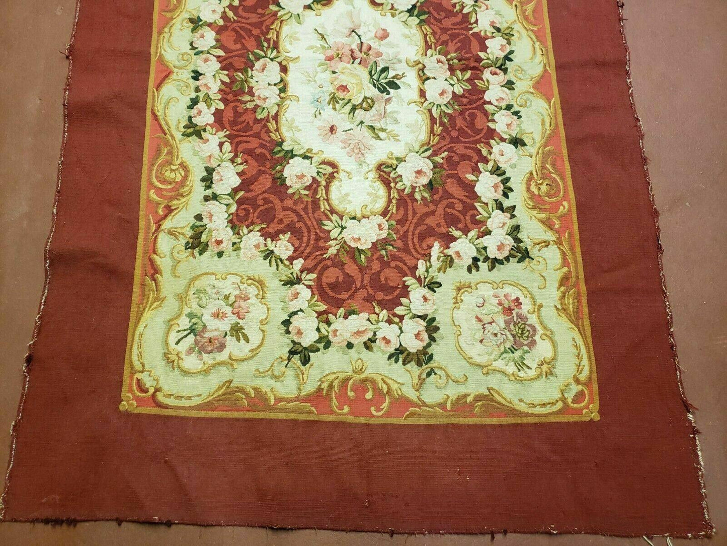 Antique French Aubusson Rug Savonnerie Needlepoint 3x5 Handmade Includes Free Padding
