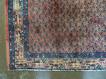 Antique Persian Seraband Runner Rug Three Foot Seven By Eleven Feet Red Wool Mir Pattern