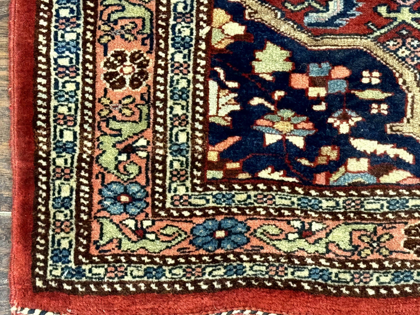 Persian Bidjar Rug 2.7 x 4, Red and Navy Blue, Small Persian Area Rug, Semi Antique