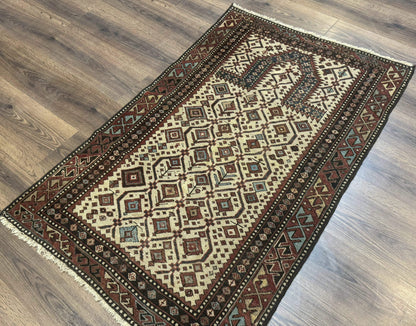 Antique Caucasian Shirvan Rug 3x5 Dagestan Prayer Rug Collectible Early 20th Century