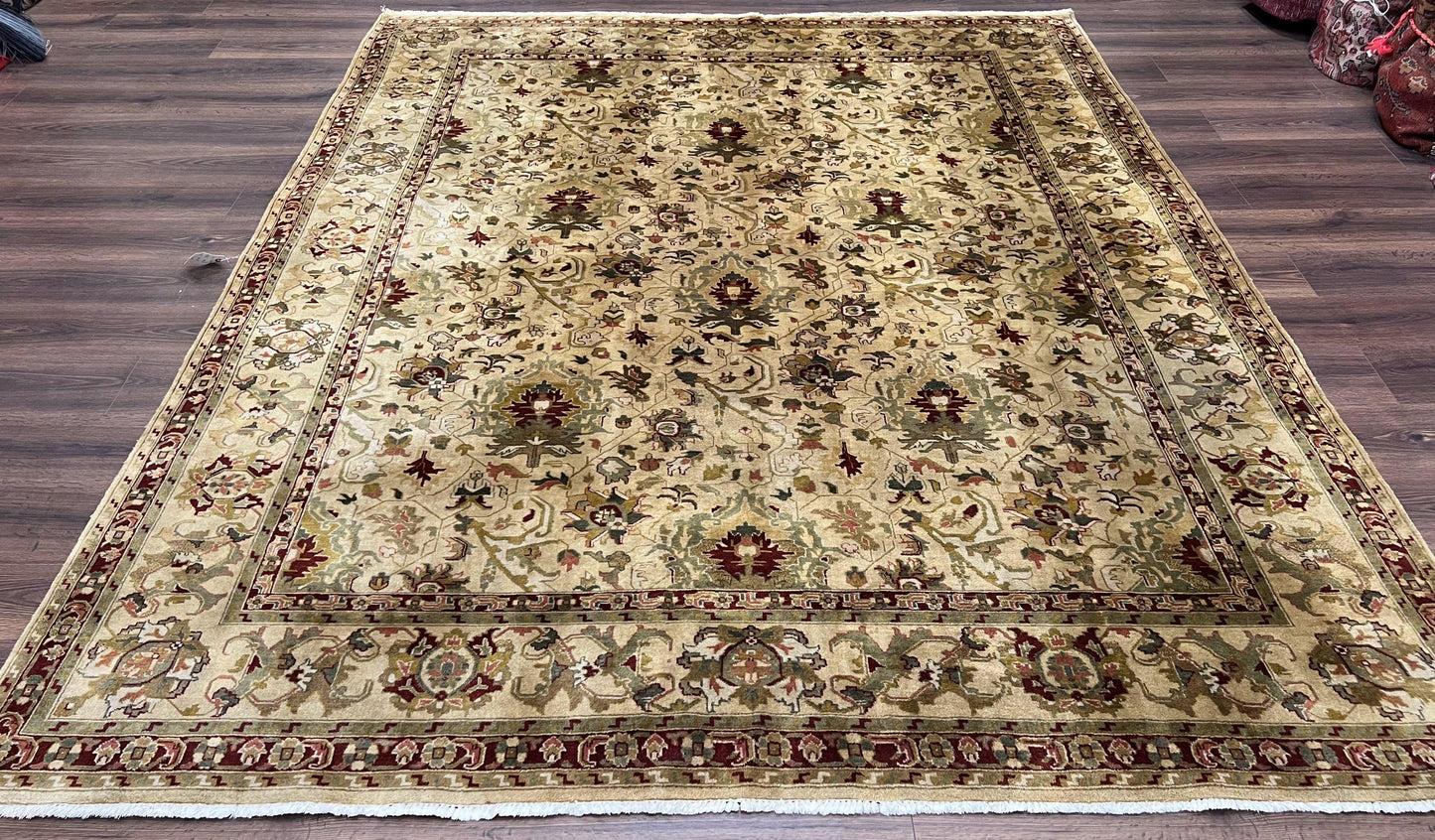 Indo Persian Mahal Rug 8x10 Handmade Hand Knotted Wool Carpet With Floral Design