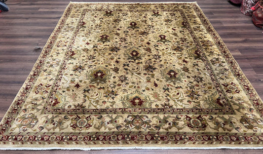 Indo Persian Mahal Rug 8x10 Handmade Hand Knotted Wool Carpet With Floral Design