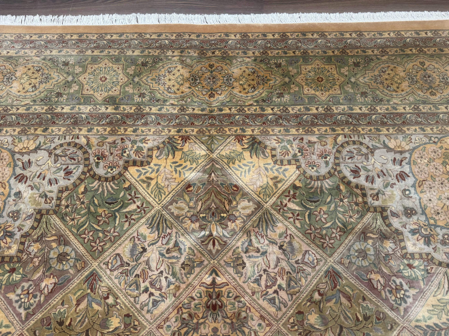 Pak Persian Rug 9x12 Hand Knotted Wool Diamond Panel Design