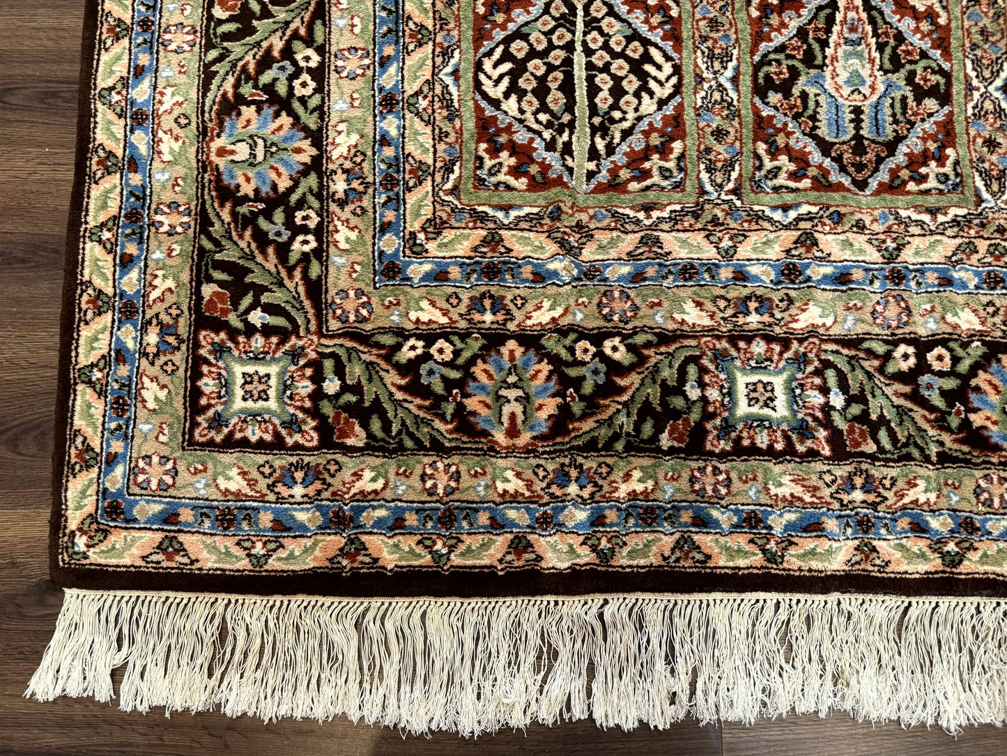 Sino Persian Wool Rug 8x10 Hand Knotted Panel Design Cedar Trees Brown Multicolor