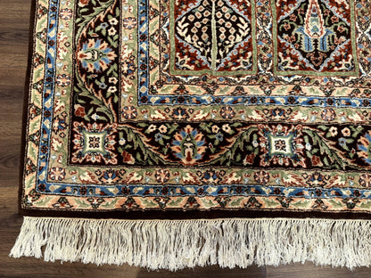 Sino Persian Wool Rug 8x10 Hand Knotted Panel Design Cedar Trees Brown Multicolor