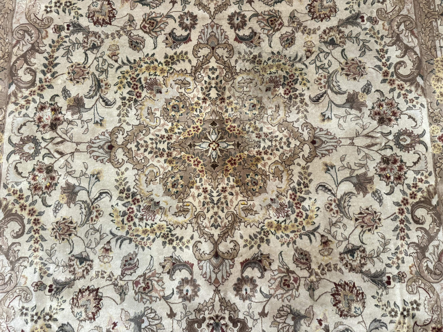 Sino Persian Rug 8x12 Wool Silk Hand Knotted Vintage Carpet