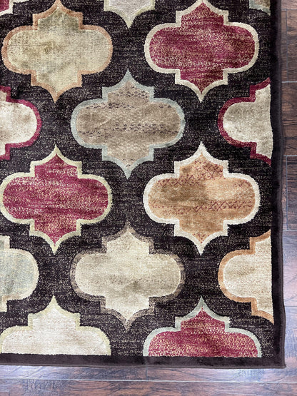 Panel Design Rug 5x7, Multicolor Contemporary Area Rug, Small Living Room Rug