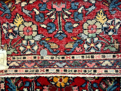 Small Persian Tribal Rug 2x3, Red Colorful Small Hamadan Carpet, Antique Persian Rug