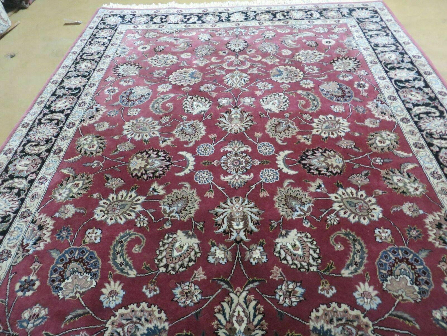 Handmade Wool Silk Rug Vintage Floral Oriental 6x9 Allover Design