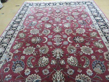 Handmade Wool Silk Rug Vintage Floral Oriental 6x9 Allover Design
