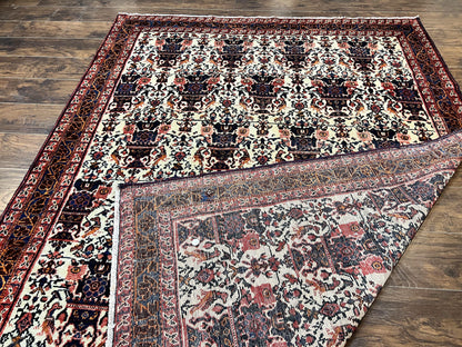 Persian Afshar Rug 6x8 Hand Knotted Wool Vintage Carpet With Floral Allover Motifs